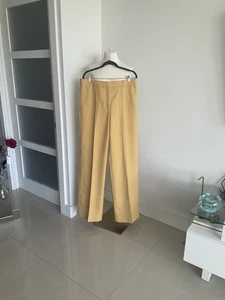 NWT$1150 STELLA McCARTNEY Mustard Yellow Wide-Leg Trousers sz 46 - Picture 1 of 5