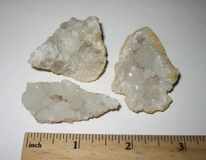 3 NATÜRLICHE GROBE 1,6" - 1,7" DRUSY QUARZ KRISTALL GEODE STÜCKE MAROKKO ~ 63,2 Gramm - Bild 1 von 5