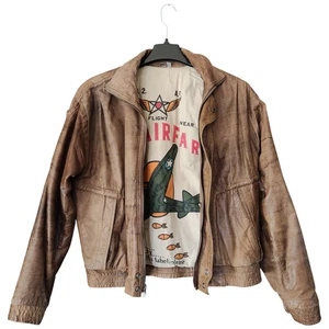 U2 Wear Me Out Vintage Cuero Bombardero Marrón Para Hombre Talla 42 Top Gun Patina Distress - Imagen 1 de 16