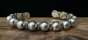 Silpada 7” Sterling Silver Brass Wire Wrapped Beaded Cuff Bracelet 23 Grams - Picture 1 of 6