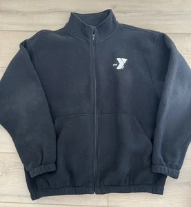 Port Authority YMCA Logo Men’s Black Full Zip Fleece Jacket Large Eastside - Picture 1 of 2