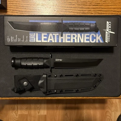 Cuchillo tanto cuello cuero acero frío hoja alemana D2 Kray Ex mango funda segura Foto 1 de 2