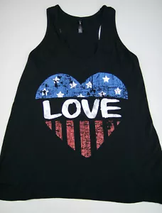 Electric Pink Junior Tank Top Heart Love Flag Medium - Picture 1 of 2