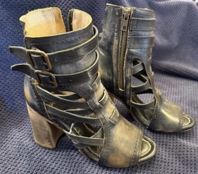 Freebird Shoes TIARA Black Leather Sandals RARE NEW Strappy Heel Boho Bootie - Image 1 of 4