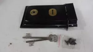 Black iron pressed metal rim lock and keeper, 2 keys,federation Superior 9091 - Picture 1 of 5