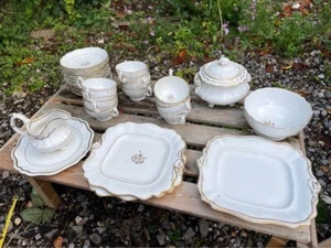 English Victorian China Part Tea Service - White with Golden Accents - Picture 1 of 9