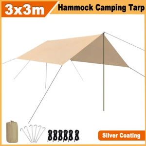 Tarp 3x3 Wasserdicht Sonnensegel Hängematte Outdoor Camping Zelt Plane Zeltplane - Bild 1 von 19