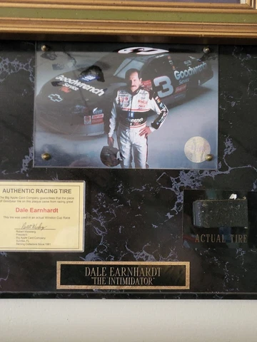 Dale Earnhardt Sr Nascar 10x13 Portrait With Used Authentic Racing Tire Plaque Cover