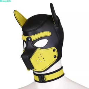 Neoprene Puppy Hood Role Play Dog Mask Puppy Cosplay Full Head with Neck Cover - Picture 1 of 82