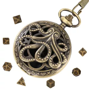 7pcs Metal Polyhedral Dices DND for Dungeons and Dragons in Octopus Pocket Box - Picture 1 of 12