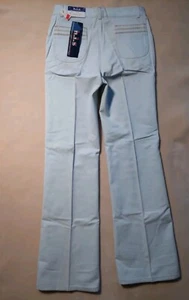 h.i.s. Brand Vintage 1970s Mens Jeans 34×36 Light Blue Flairs Tags Still On - Picture 1 of 23