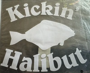 FISHING / KICKIN  HALIBUT CAR STICKER FATHERS DAY Large Decal Norway Fishing - Picture 1 of 3