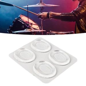 4Pcs Drum Mute Pad Silicone Transparent Soft Self Adhesive Drum Dampeners - Picture 1 of 12