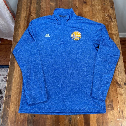 Golden State Warriors Sweater Mens Medium Blue Adidas Pullover NBA Basketball Cover