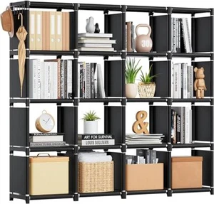 Mavivegue Book Shelf 16 Cube Storage Organizer DIY Bookcase Metal Cube Bookshelf - Picture 1 of 5