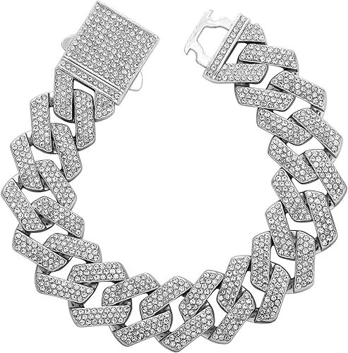 Iced Out Miami Cuban Wrist Chain 14K Gold Plated Cubic Zirconia Hip Hop Jewelry - Image 1 of 4