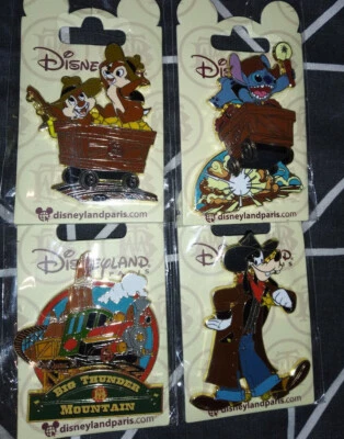 Juego de 4 prendedores Big Thunder Mountain Chip & Dale Stitch Goofy Dlp Disney París 2021  Foto 1 de 4