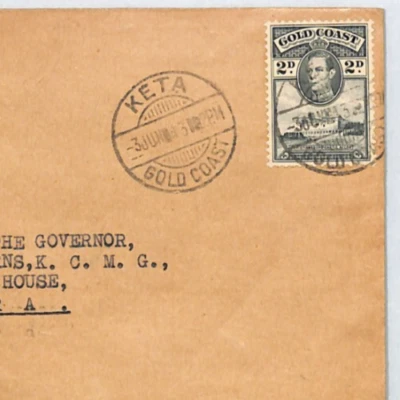 GOLD COAST Cover Keta *THE GOVERNOR* Sir Alan Burns Mail 1943 Accra XJ204 - Image 1 of 4