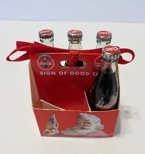 Vintage (4) 3" Miniature Santa Coca Cola SixPack Cardboard Case - Picture 1 of 5