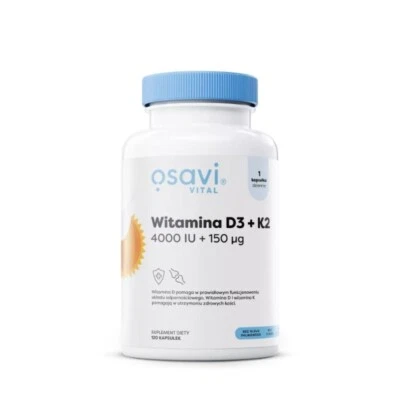 Osavi Vitamin D3 + K2, 4000 IU + 150 µg, 120 Kapseln