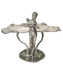 Vintage Signed Achille Gamba Pewter Card Holder Art Nouveau European - Picture 1 of 14