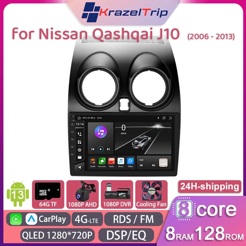 8 Core QLED Car Radio for Nissan Qashqai J10 2006 -2013 Carplay Andriod Auto DSP - Image 1 of 4