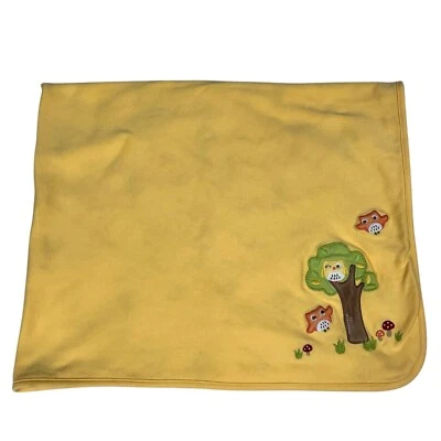 Gymboree Yellow White Forest Owl Tree Baby Swaddle Cotton Blanket - Image 1 of 4