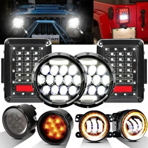 For Jeep Wrangler JK 7" LED Headlight DRL Fog Light Turn Signal Lamp Tail Lights - Picture 1 of 12