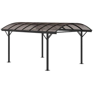 Outsunny 5x3m Garden Aluminium Pergola Gazebo Carport with Polycarbonate Roof - Picture 1 of 11