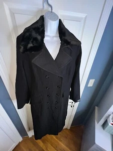 NUEVO CON ETIQUETAS New York & Company Talla 14 Lana Negra Doble Pecho Largo Guisante Abrigo Chaqueta XL - Imagen 1 de 19