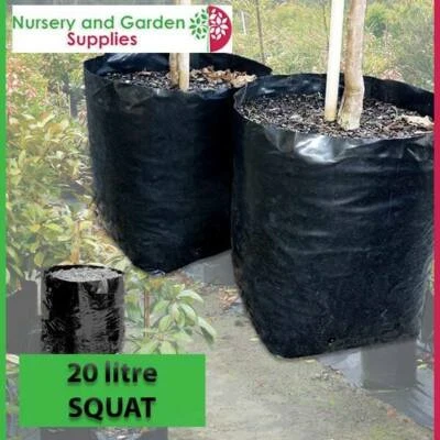20 litre SQUAT Planter Bags - PREMIUM Black Polyethylene Grow bags - trees etc. - image 1 of 3