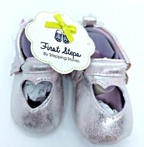 First Steps NEW Baby Girls Size 2 3-6 Months Infant Shoes Pre-walking Slip On - Picture 1 of 9