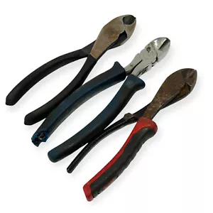 3 Pcs ACE and Assorted 7, 8 in Diagonal Cutting Pliers Set, Cushion Grip - Picture 1 of 7