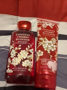 Bath & Body Works Japanese Cherry Blossom Fine Fragrance Mist 8oz Plus Body Wash - Picture 1 of 3