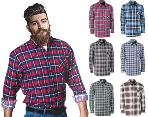 Camisa Hombre A quadri En Franela 100% Algodón Leñador Escocés Manga Larga - Imagen 1 de 7