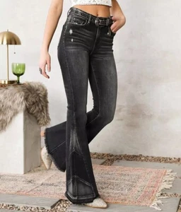 Neu ohne Etikett Bridge by Fly High Rise Super Flare in Schwarz 29 - Bild 1 von 6