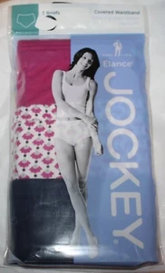 New 3 pack JOCKEY covered waistband 100% cotton BRIEF PINK NAVY FLORAL - Picture 1 of 3
