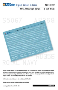 RAF & FAA Aircraft Serials: 8" White  - 1/48 scale Colours & Codes - Bild 1 von 3