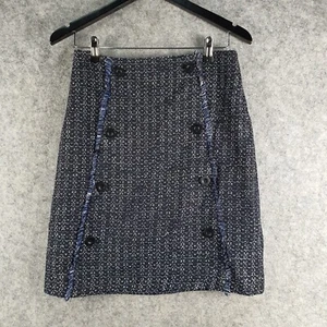 Warehouse Skirt Womens 10 Blue Black Textured Straight Pencil Office NEW 9035 - Picture 1 of 14