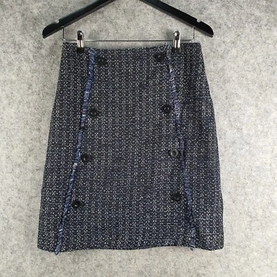 Warehouse Skirt Womens 10 Blue Black Textured Straight Pencil Office NEW 9035 - Image 1 of 4