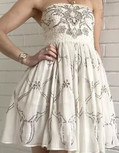 Needle & Thread Dress - Embellished- 6 Uk (2 US)- Cream - Skater - Prom - Picture 1 of 5