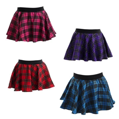 Ladies Glitter Tartan Mini Skirt – Gold Lurex, Skater Style, Elastic Waist - Image 1 of 4