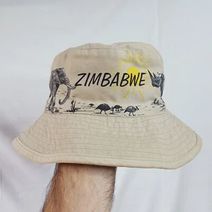 Vintage Zimbabwe Khaki Bucket Hat Size Small Heavy Duty Twill Safari Africa - Picture 1 of 7
