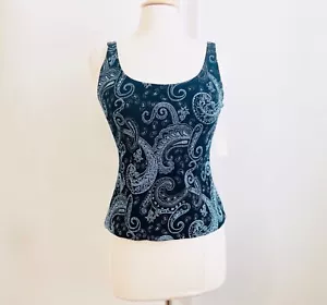 NUEVO Camiseta sin mangas Alex Evenings para mujer negra azul cachemira brillo/metálica pequeña nueva con etiquetas - Imagen 1 de 3