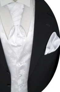 Hochzeitsweste mit Plastron, Einstecktuch und Krawatte Nr 9.2 Gr. 44-62 & 90-114 - Picture 1 of 6