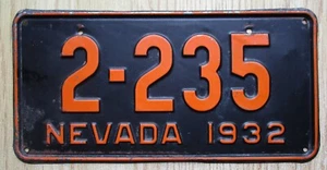 NEVADA 1932 LICENSE PLATE - NICE ORIGINAL PAINT - HI QUALITY - NR - Picture 1 of 1