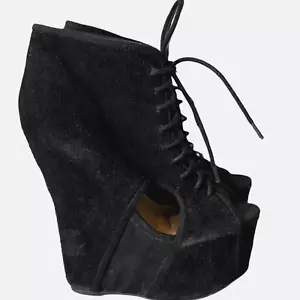 Jeffrey Campbel Shoes Women 6 M Black Suede Roks Platform Heels Edgy Punk Gothic - Picture 1 of 9