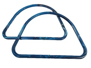 Pair of 10" D Blue Marble Marbella Plastic Macrame Craft Handbag Purse Handles - Picture 1 of 1