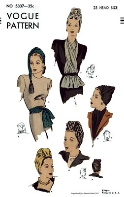 Vogue 5337 Pattern Turban Scarf Belt Vintage Millinery 22" or 23" - Image 1 of 2