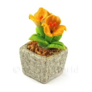 Miniatura Fatto a Mano Giallo Scuro Ceramica a Fiori - Foto 1 di 1